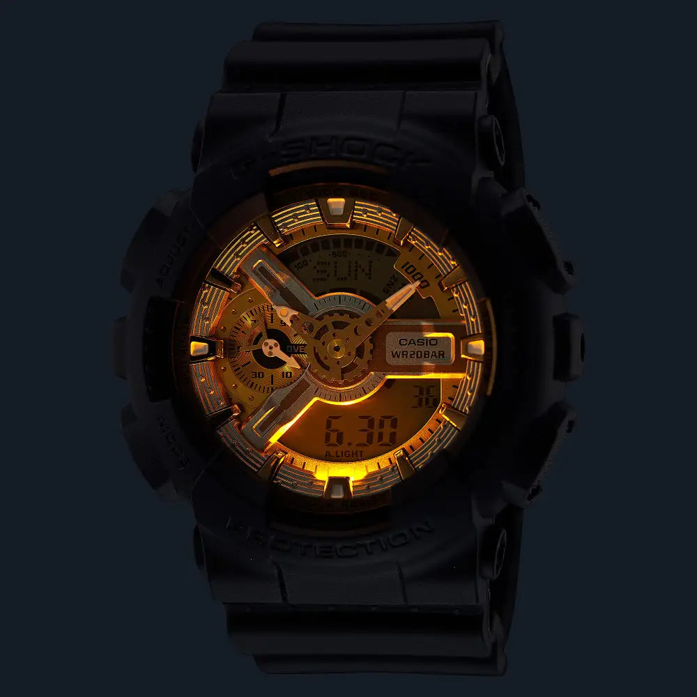 Casio G-Shock Analog Digital GA-110CD-1A9DR Gold Dial Resin Men's Watch