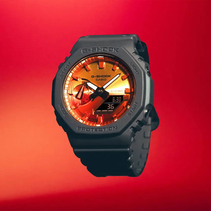 Casio G-Shock GA-2100FL-8ADR Orange Dial Resin Men's Watch
