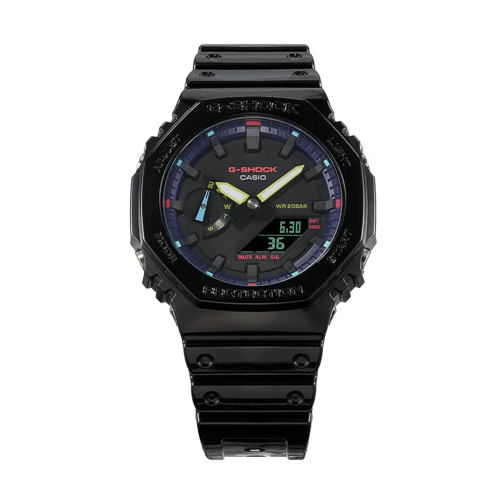 Casio G-Shock Virtual Rainbow RGB GA-2100RGB-1ADR Black Dial Resin Men's Watch