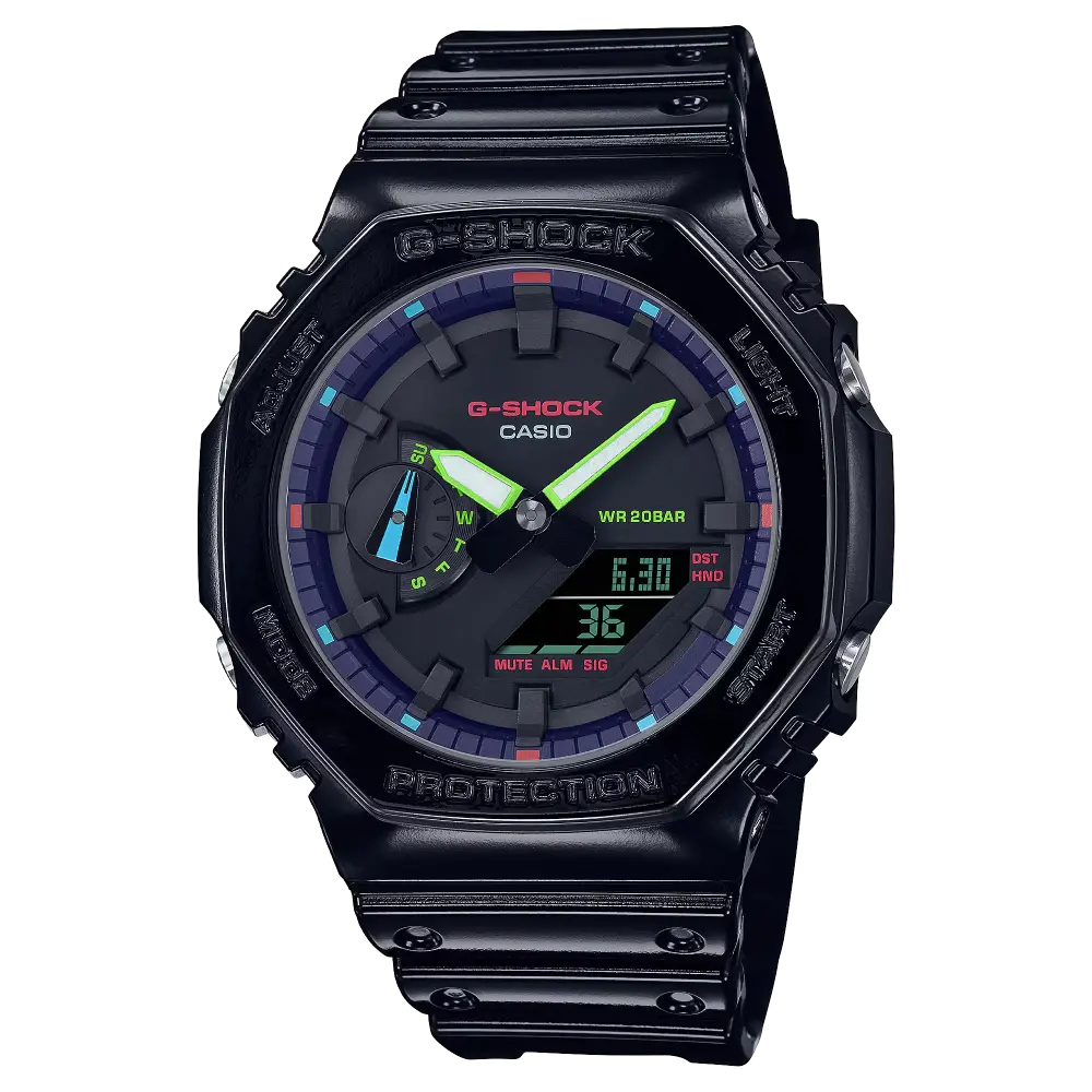 Casio G-Shock Virtual Rainbow RGB GA-2100RGB-1ADR Black Dial Resin Men's Watch