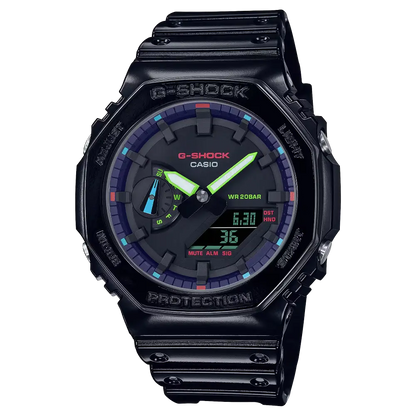 Casio G-Shock Virtual Rainbow RGB GA-2100RGB-1ADR Black Dial Resin Men's Watch