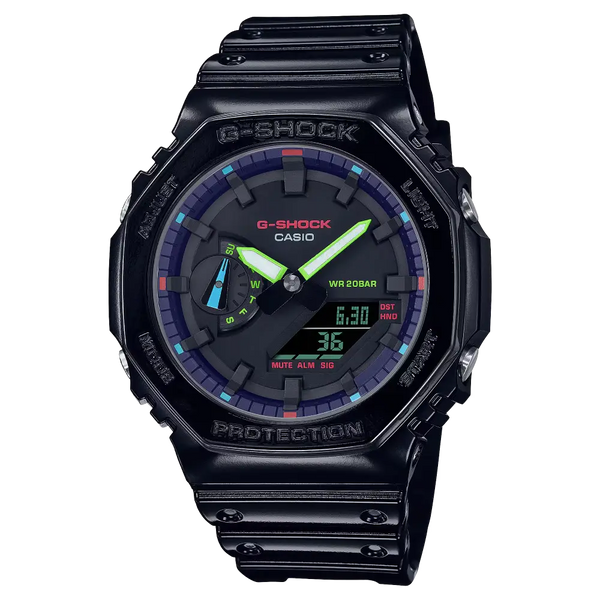 Casio G-Shock Virtual Rainbow RGB GA-2100RGB-1ADR Black Dial Resin Men's Watch