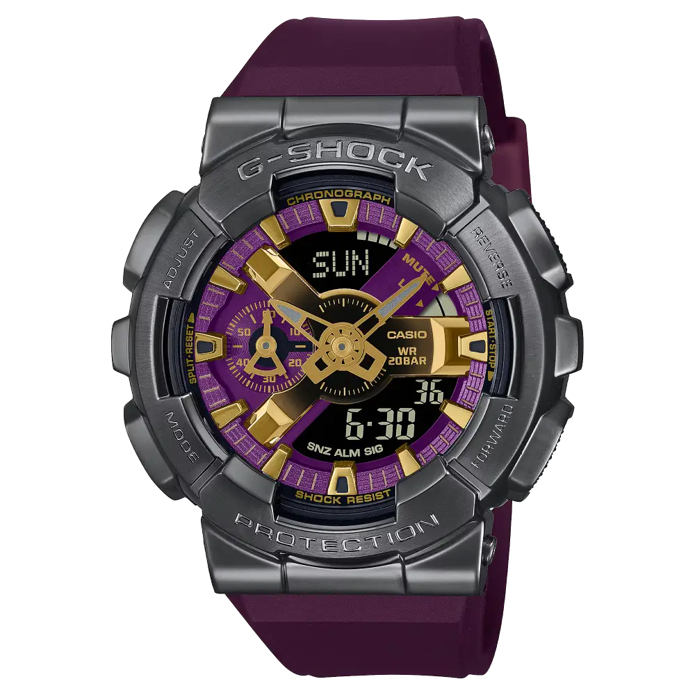 Casio G-Shock Analog Digital GM-110CL-6ADR Purple Dial Stainless Steel Men's Watch