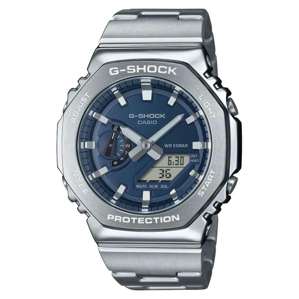 Casio G-Shock G-Steel GM-2110D-2BDR Blue Dial Stainless Steel Men's Watch