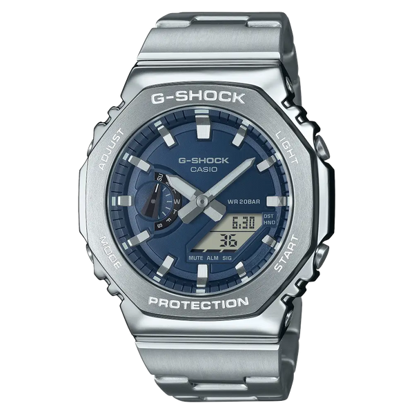 Casio G-Shock G-Steel GM-2110D-2BDR Blue Dial Stainless Steel Men's Watch