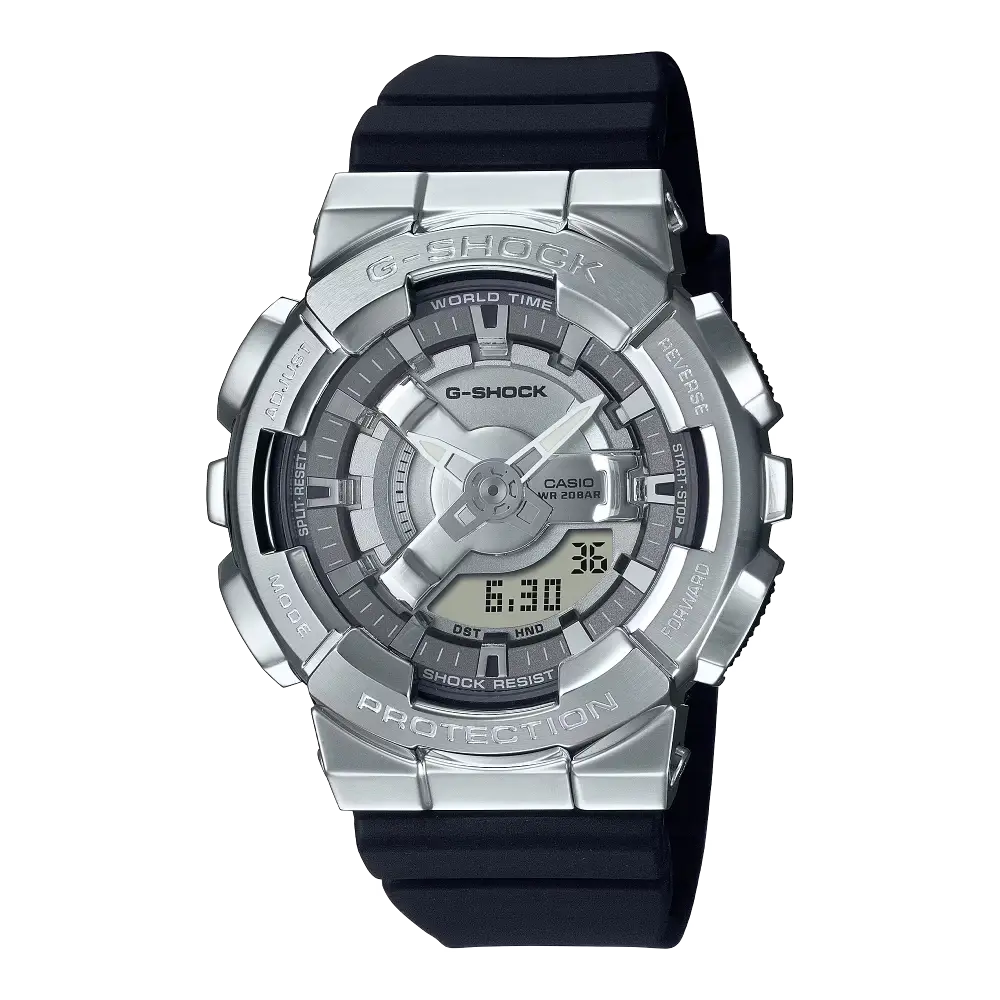 Casio G-Shock Analog Digital GM-S110-1ADR Silver Dial Stainless Steel Women's Watch