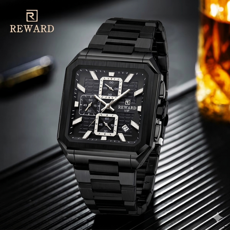 Next-Gen Style – 2026 Men’s Square Watch with Elegant Black Dial detail view