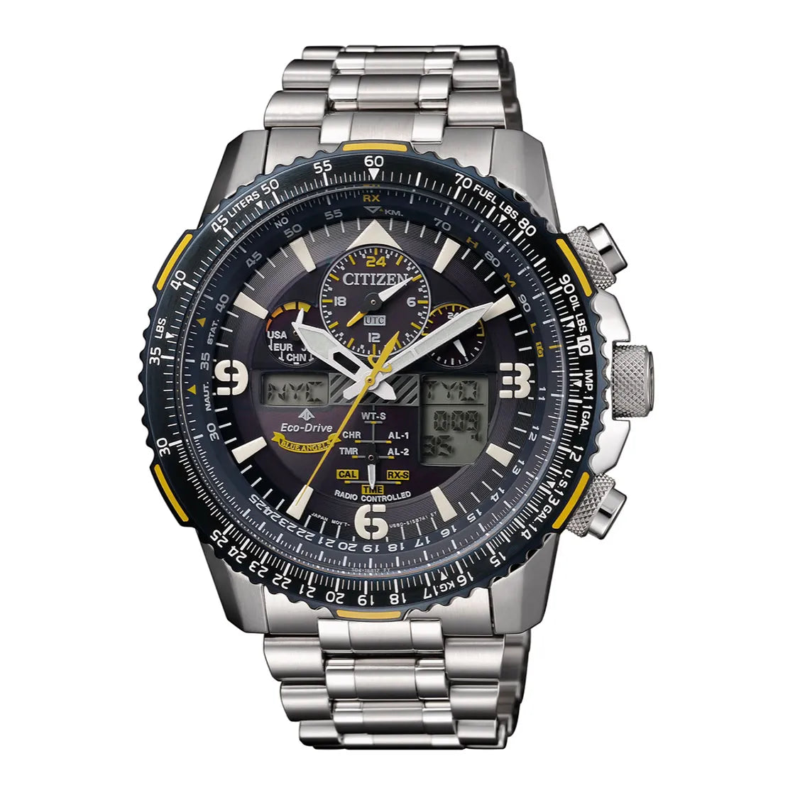 Citizen Promaster Blue Angels JY8078-52L Skyhawk AT Eco-Drive Atomic Timekeeping Blue Dial 45.4mm Stainless Steel Men's Watch