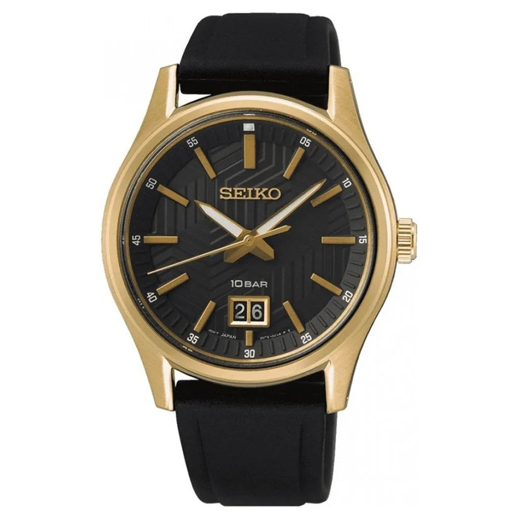 Seiko SUR560P1 Quartz Black Dial 39.5mm Silicone Strap Men's Watch