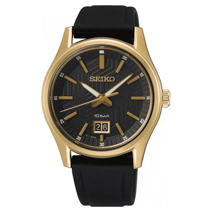 Seiko SUR560P1 Quartz Black Dial 39.5mm Silicone Strap Men's Watch