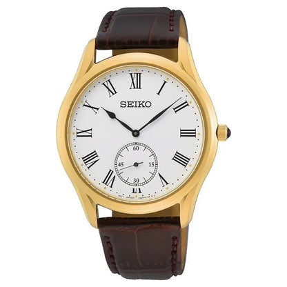 Seiko SRK050P1 Quartz White Dial Leather Strap Men's Watch