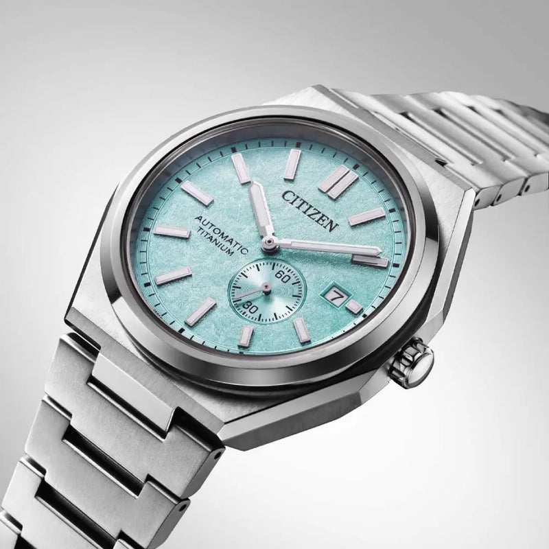 Citizen Zenshin Super Titanium Automatic NJ0180-80M Light Green Dial 40.5mm Titanium Men's Watch detail view