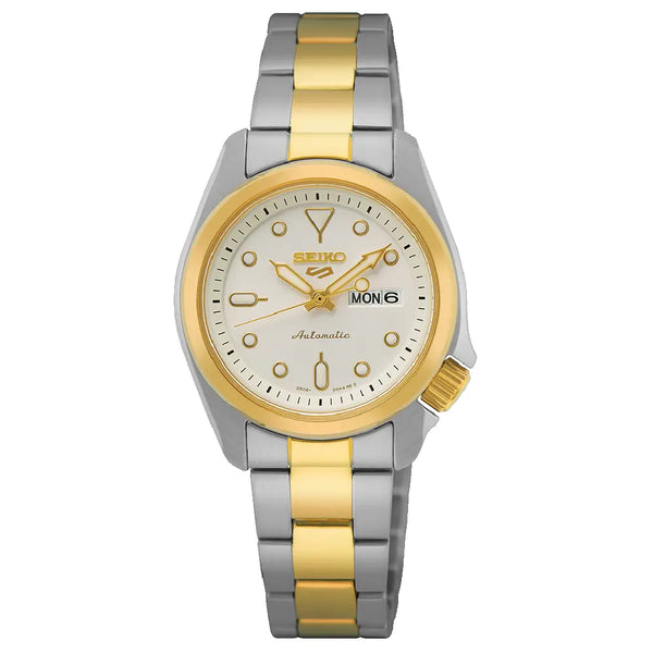 Seiko 5 Sports Compact SRE004 Automatic White Dial Two-Tone 28mm Stainless Steel Women's Watch