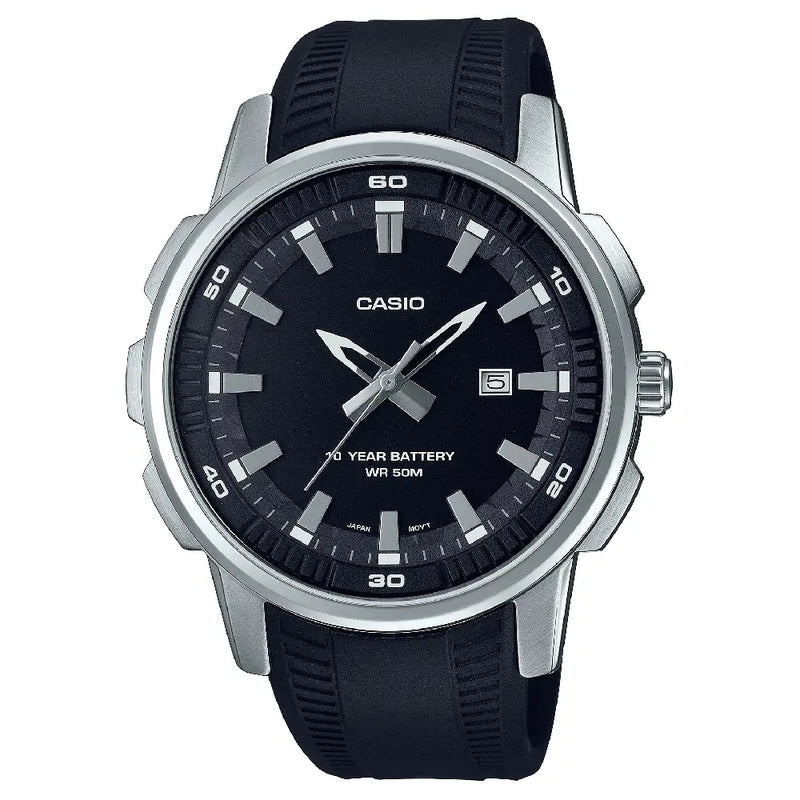 Casio Enticer MTP-E195-1AVDF Date Analog Black Dial Rubber Strap Men's Watch