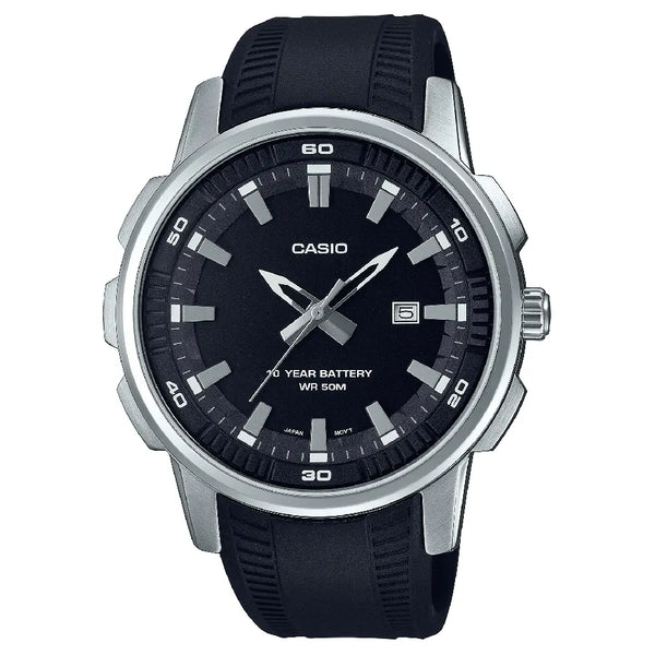 Casio Enticer MTP-E195-1AVDF Date Analog Black Dial Rubber Strap Men's Watch