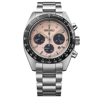Seiko Prospex Speedtimer SSC963P1 Youngtimer "Seitona / Panda" Solar Chronograph Pale Pink Dial 39mm Stainless Steel Men's Watch