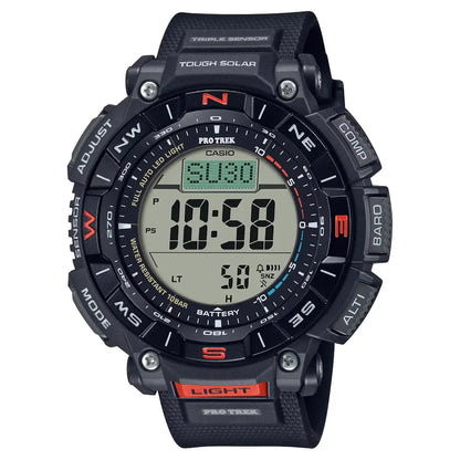 Casio ProTrek PRG-340-1DR Digital Tough Solar Triple Sensor Black Digital Dial 51.7mm Resin Strap Men's Watch