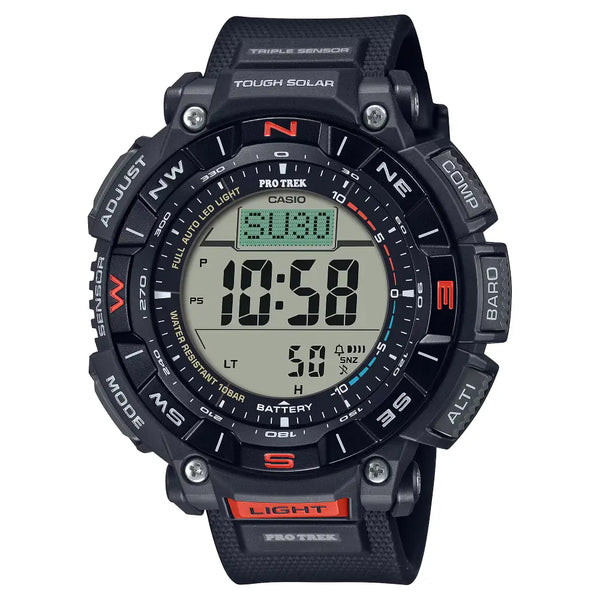 Casio ProTrek PRG-340-1DR Digital Tough Solar Triple Sensor Black Digital Dial 51.7mm Resin Strap Men's Watch