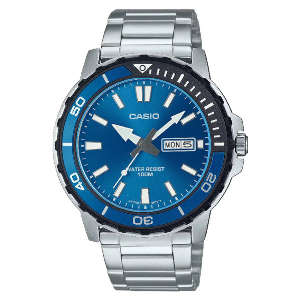 Casio Collection Analog MTD-125D-2A1VDF Blue Dial Stainless Steel Men's Watch