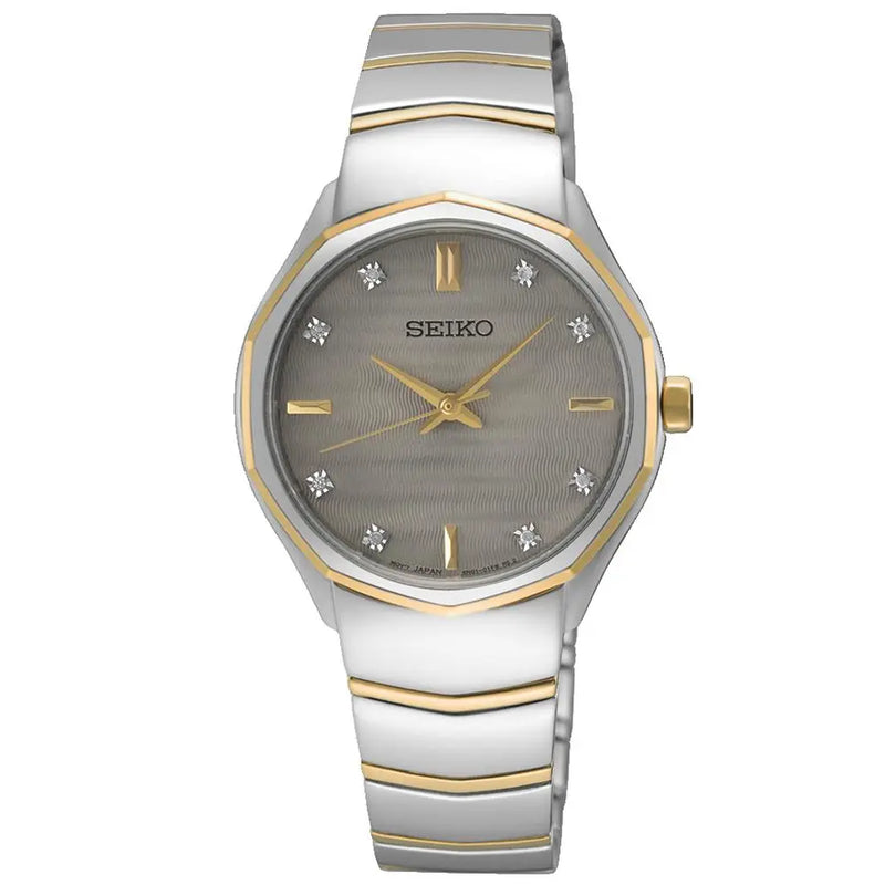 Seiko Neo Classic Quartz SUR616P1 Grey Dial Gold-Tone 29mm Stainless Steel Women's Watch