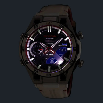 Casio Edifice x Honda Racing 60th Anniversary ECB-2300HR-1 Black Dial 45.8mm Leather Strap Men's Watch
