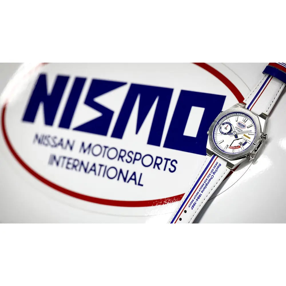 Casio Edifice Limited Edition "NISMO Heritage" ECB-S10NIS-7 Analog-Digital Bluetooth White Dial 43mm Leather Strap Men's Watch