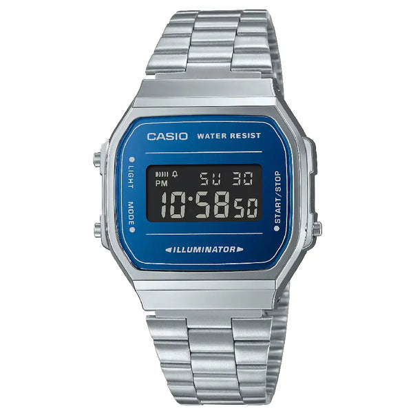 Casio Vintage Digital A168WEM-2BEF Blue Dial Stainless Steel Unisex Watch