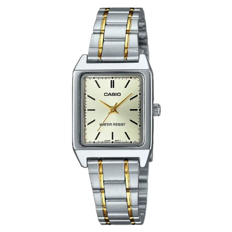 Casio Classic Analog Rectangular LTP-V007SG-9EUDF Gold Dial 22mm Two-Tone Stainless Steel Women's Watch