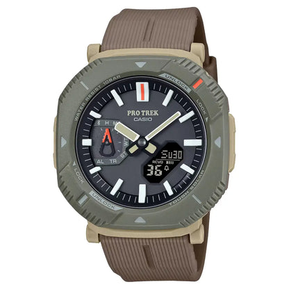 Casio ProTrek PRJ-B001B-5DR Analog-Digital Solar Bluetooth "Rotary Guard" Brown Dial Cloth Bungee Strap Men's Watch