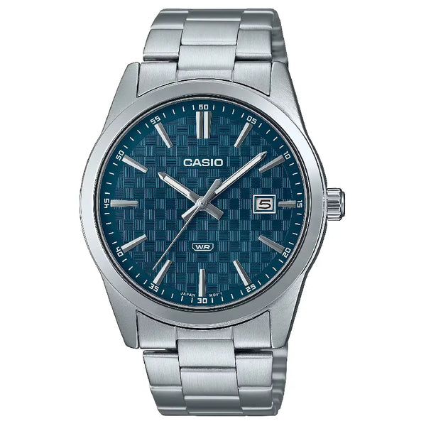 Casio Enticer MTP-VD03D-2A2UDF Date Analog Blue Dial Stainless Steel Men's Watch