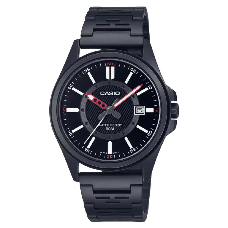 Casio Enticer MTP-E700B-1EVDF Date Analog Black Dial Stainless Steel Men's Watch