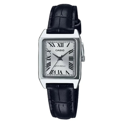 Casio Classic Analog "Casio Tank" LTP-V007L-7B1 Silver Dial 22mm Leather Strap Women's Watch