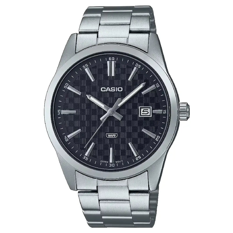 Casio Enticer MTP-VD03D-1AUDF Date Analog Black Dial Stainless Steel Men's Watch