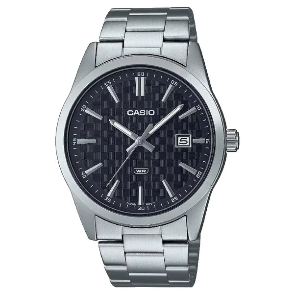 Casio Enticer MTP-VD03D-1AUDF Date Analog Black Dial Stainless Steel Men's Watch