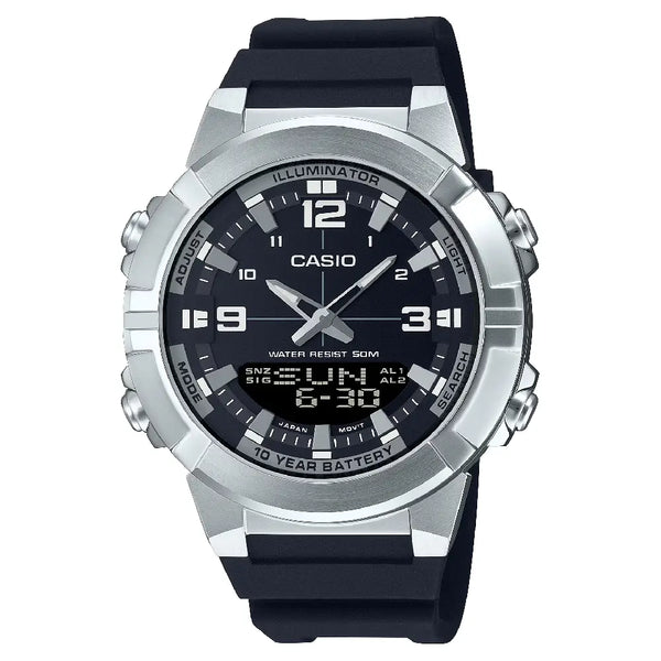Casio Analog-Digital World Time AMW-870-1AVDF Black Dial Resin Strap Men's Watch