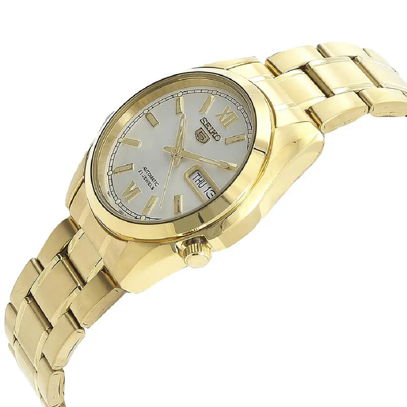 Seiko 5 Automatic SNKL58K1 White Dial Gold Tone 37mm Stainless Steel Men's Watch detail view