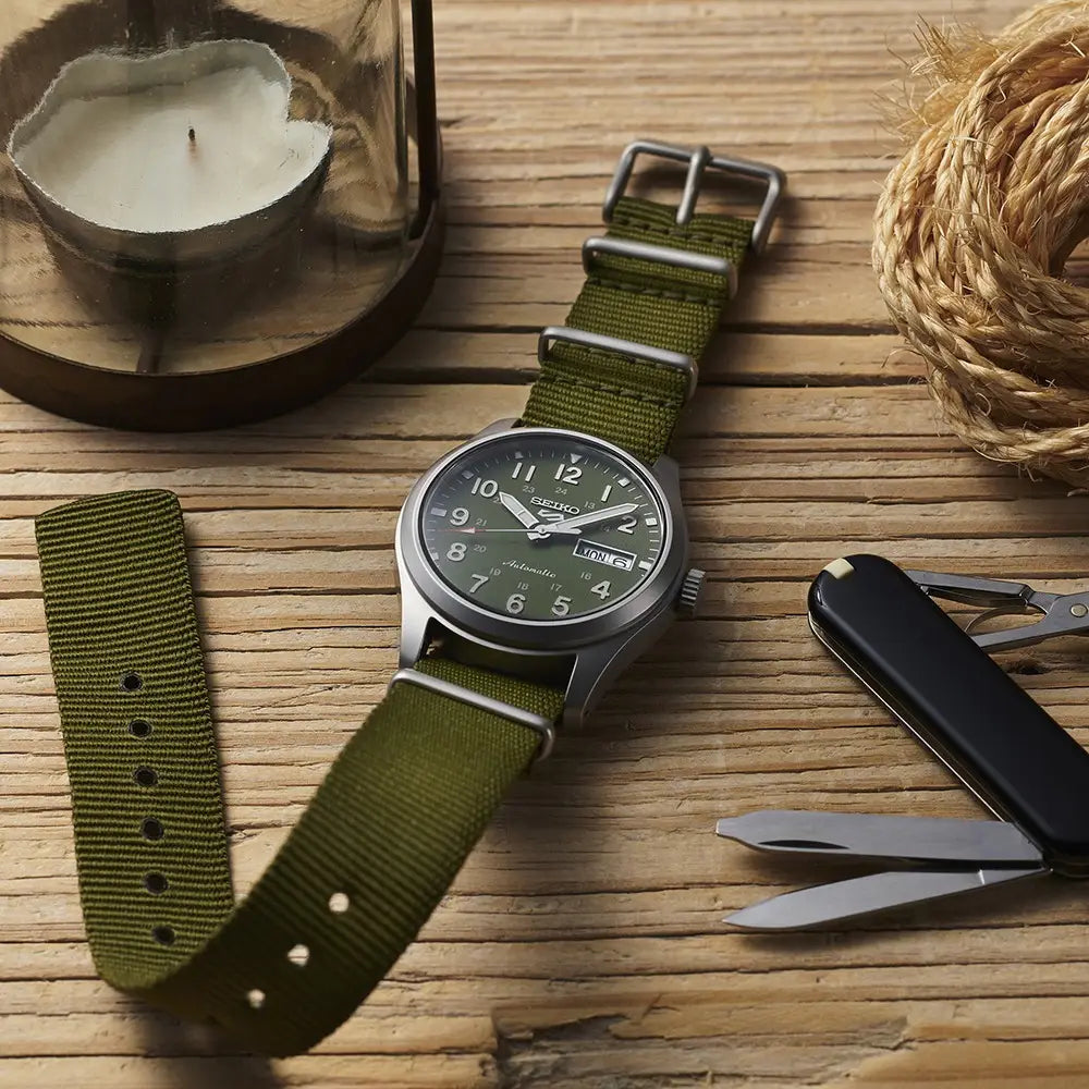 Seiko 5 Sports "Field" SRPG33K1 Green Dial 39.4mm Nylon Strap Men's Watch