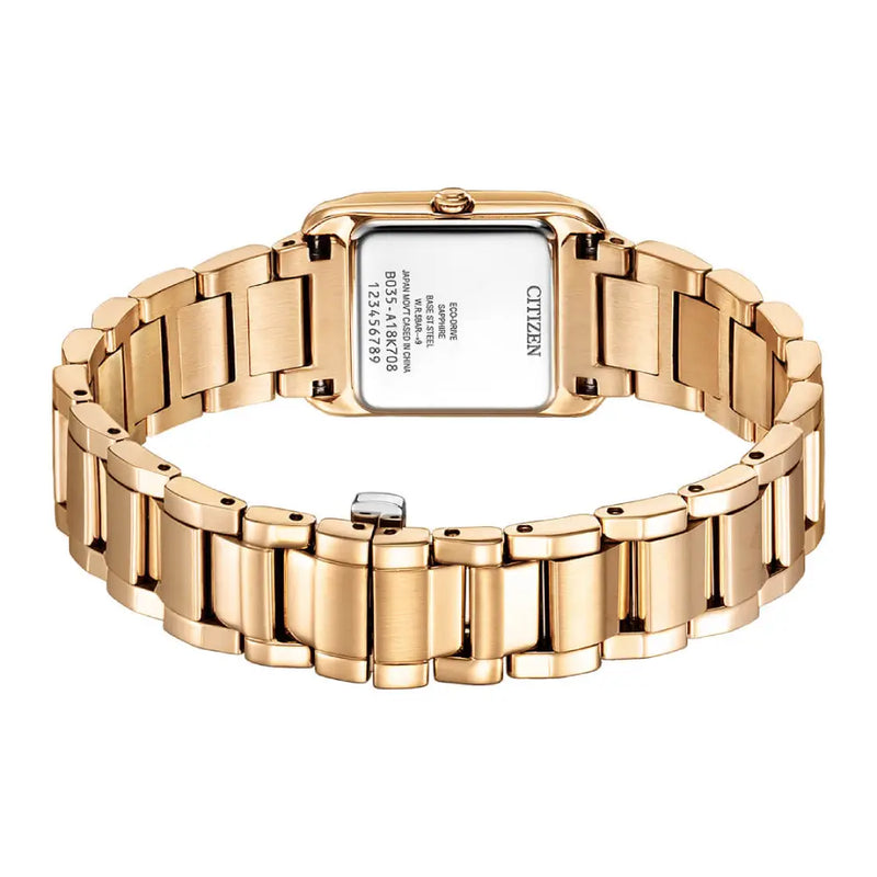 Citizen L Square Collection "Bianca" EW5603-89Y Mother Of Pearl Dial Rose Gold-Tone Stainless Steel Women's Watch detail view