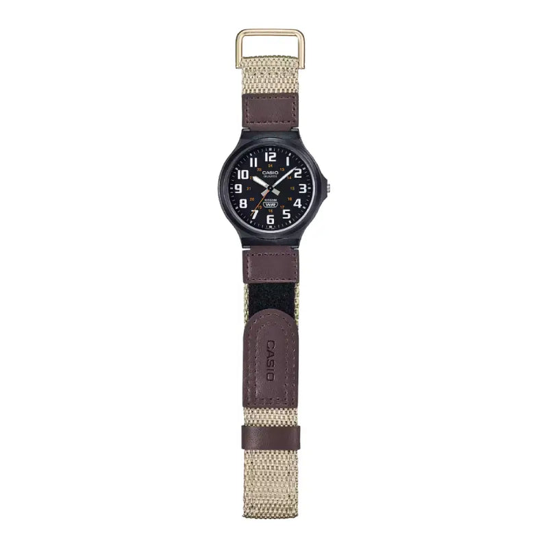 Casio Standard Analog MW-240B-5BVDF Black Dial Nylon strap Men's Watch detail view