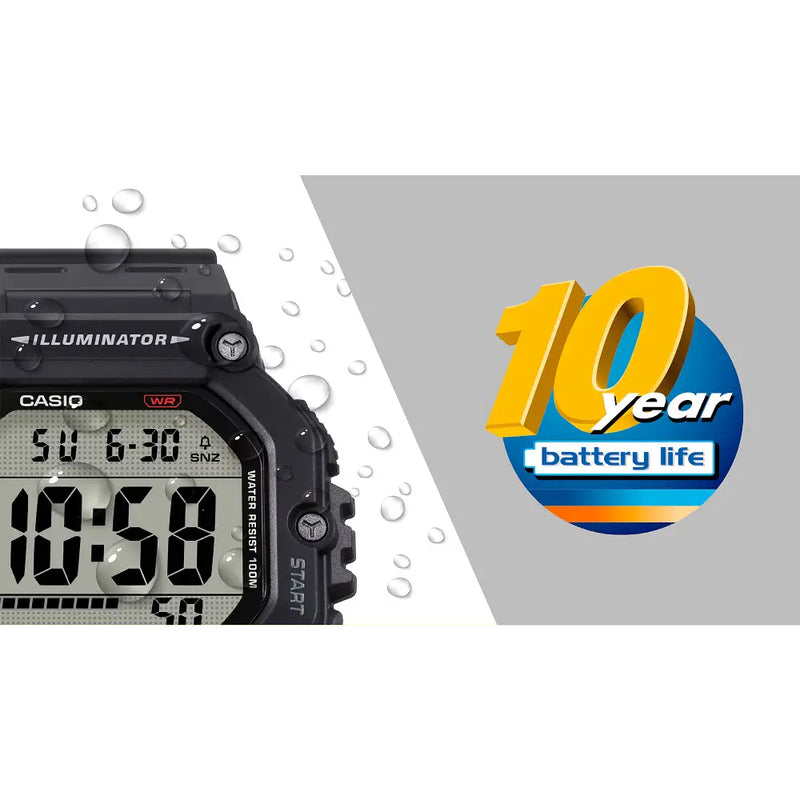Casio Digital Heavy-Duty AE-1600H-8BVDF Black Dial Resin Strap Men's Watch detail view