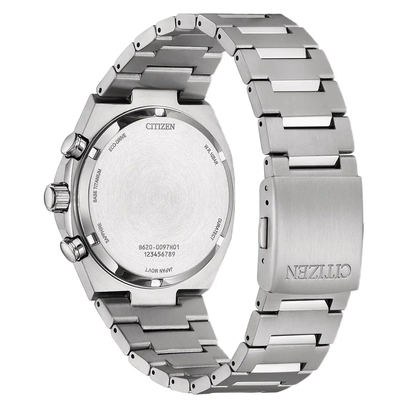 Citizen Eco-Drive Chronograph CA4610-85X Green Dial 42.5mm Titanium Men's Watch detail view