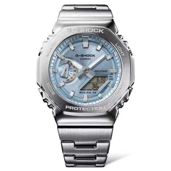 Casio G-Shock G-Steel GM-2110D-2ADR Blue Dial Stainless Steel Men's Watch