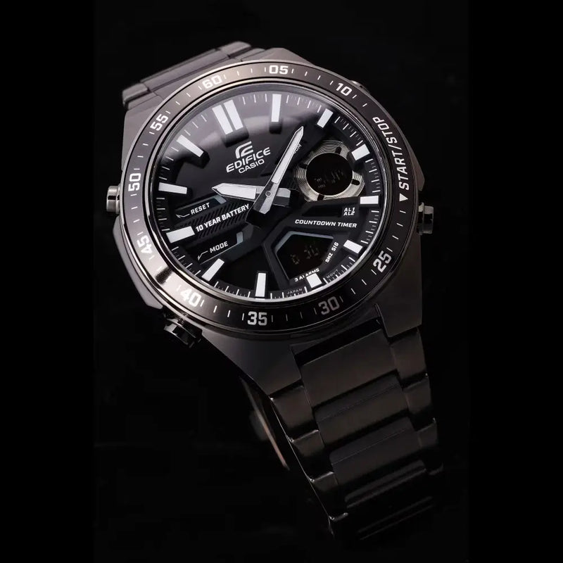 Casio Edifice EFV-C110DC-1A Analog-Digital Chronograph Black Dial 46.9mm Stainless Steel Men's Watch detail view