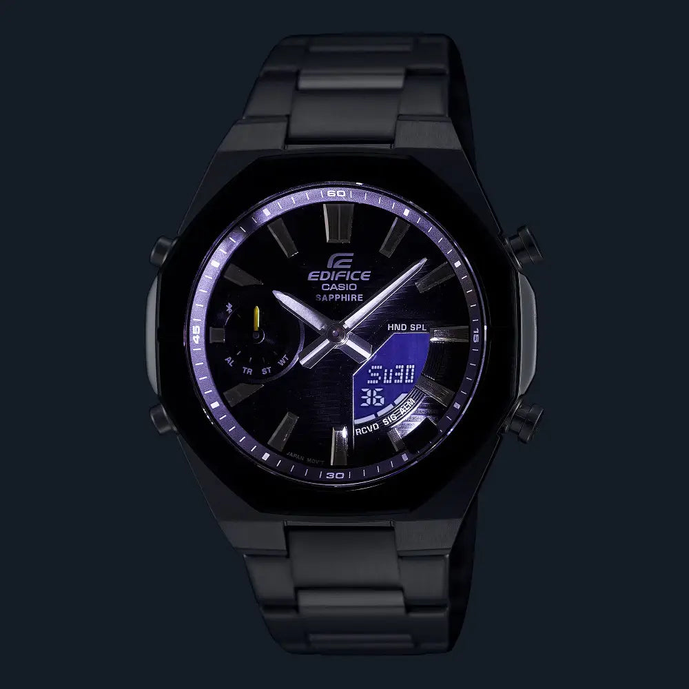 Casio Edifice ECB-S10DB-1A Slim Smartphone Link Black Dial 43mm Stainless Steel Men's Watch