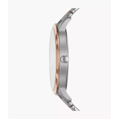 Fossil Three-Hand BQ2417 Silver Dial & Two-Tone Gold Plated Metal Bracelet Men's Watch