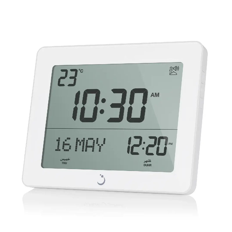 Al Fajr CF-19 Digital Azan Desk Clock White Digital Display detail view