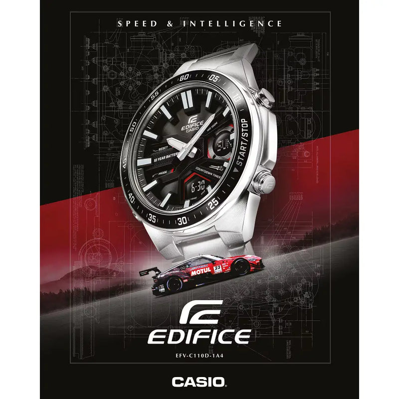 Casio Edifice EFV-C110D-1A4 Chronograph Black Analog-Digital 46.9mm Stainless Steel Men's Watch detail view