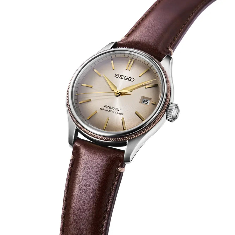 Seiko Presage SPB529J1 "Shiracha" Brown Gradient Dial 40.2mm Leather Strap Men's Watch detail view