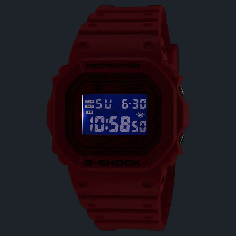 Casio G-Shock Iconic Red DW-5600RRB-4DR Red Vapor Dial 42.8mm Resin Strap Men's Watch detail view