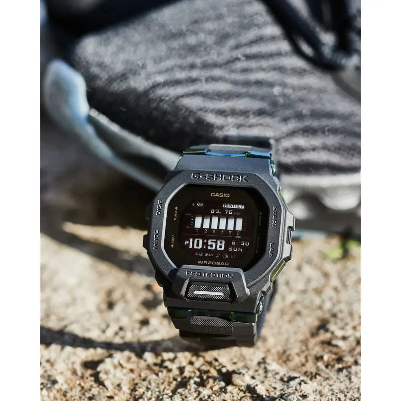 Casio G-Shock G-Squad Square Digital GBD-200UU-1DR Black MIP Digital Dial 46mm Resin Strap Men's Watch detail view